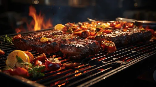 carne y verduras a la parrilla